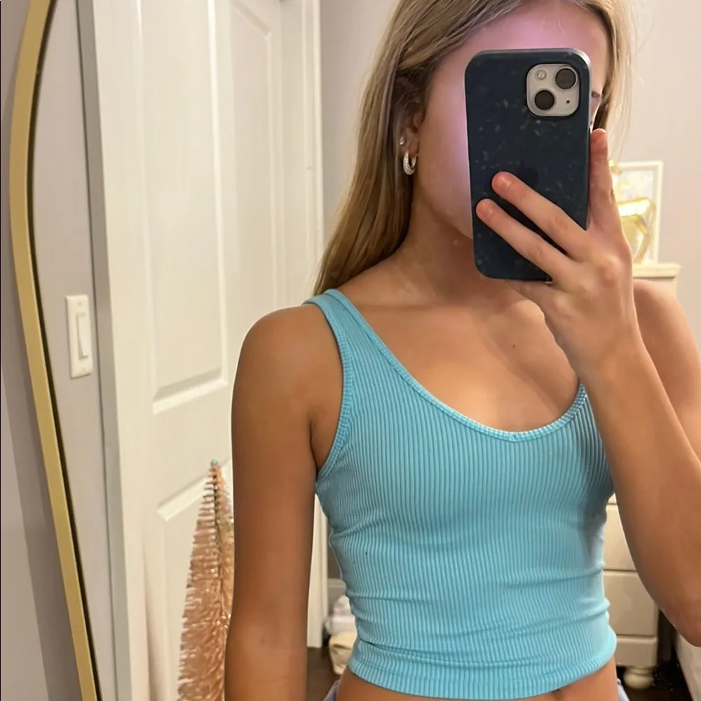 Blue Ribbed Tank Top - Picture 1 of 1